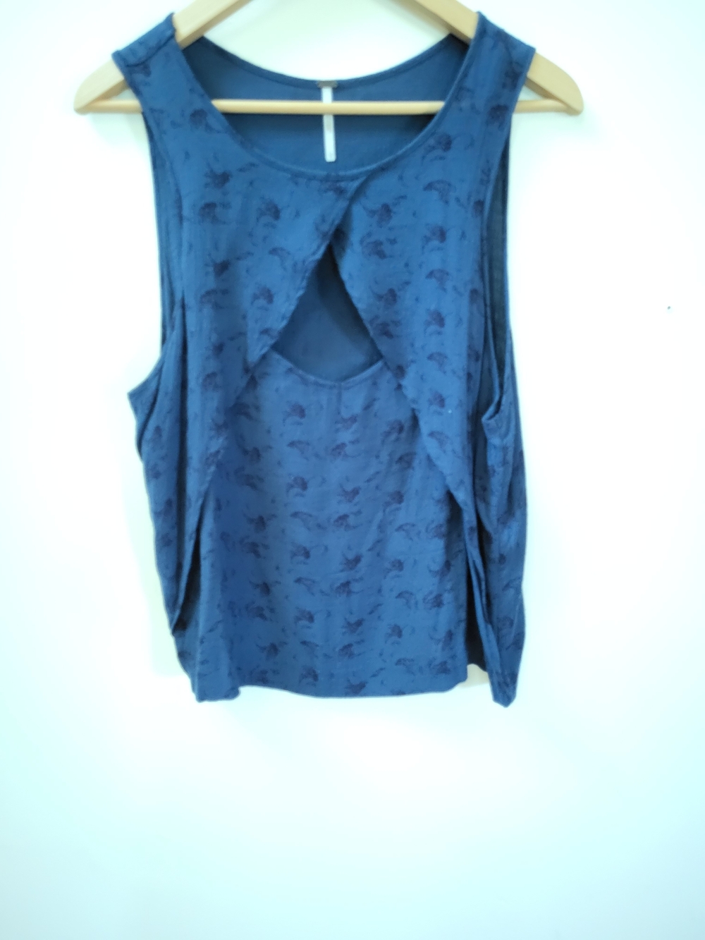 FREE PEOPLE...Blue Sleeveless Cutout Tank Top